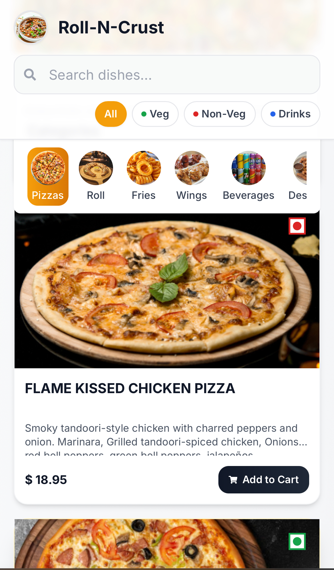 Mobile menu ordering