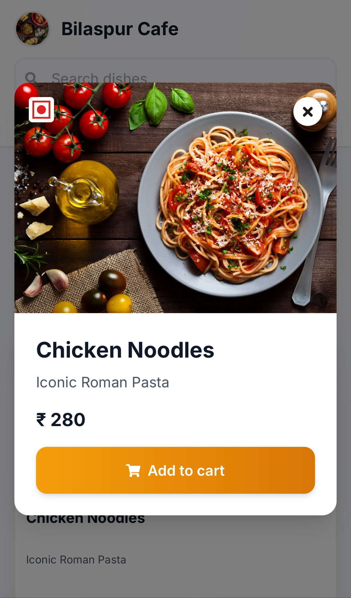 Menu item detail